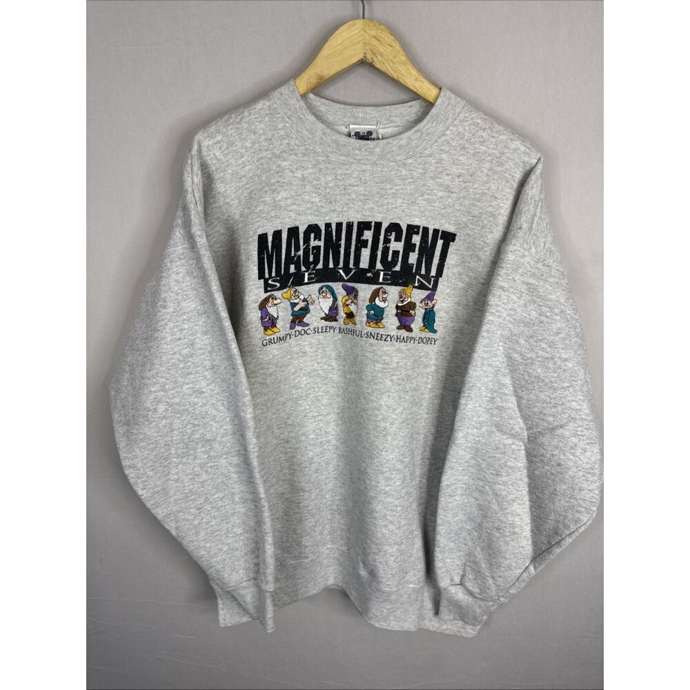 Vintage Disney Seven Dwarfs Magnificent Seven Sweatshirt XL Made USA Gray Rare